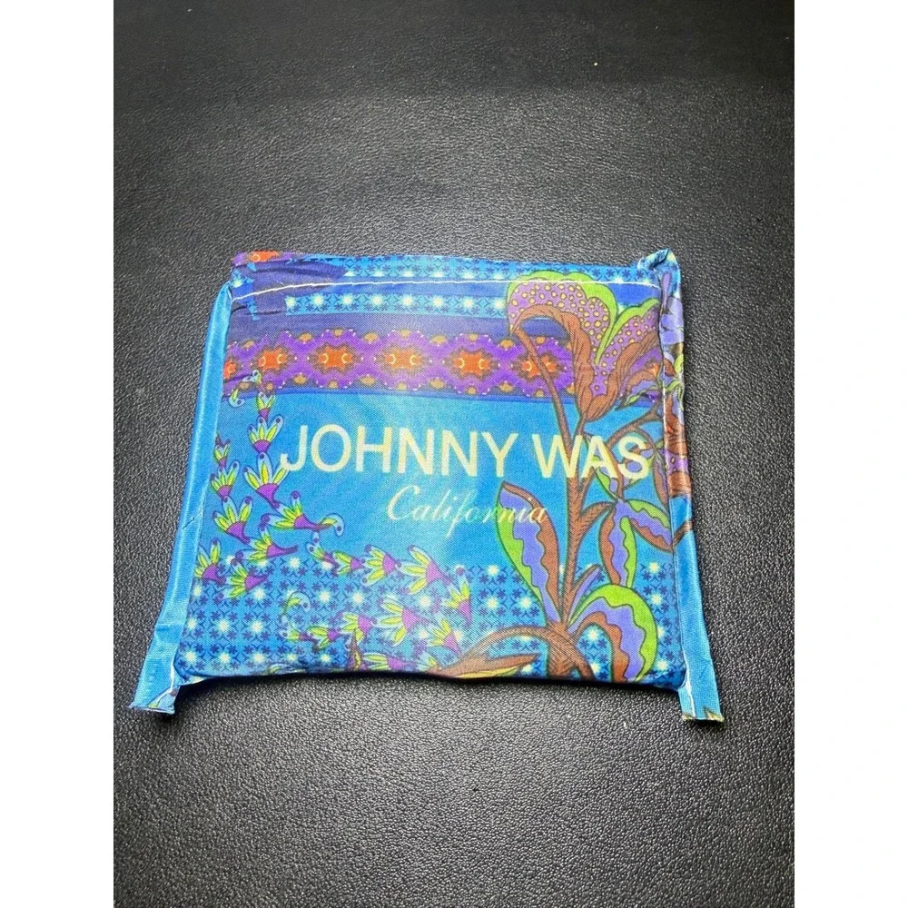 Johnny Was California Floral Peacock Packable Tote Bag Blue
